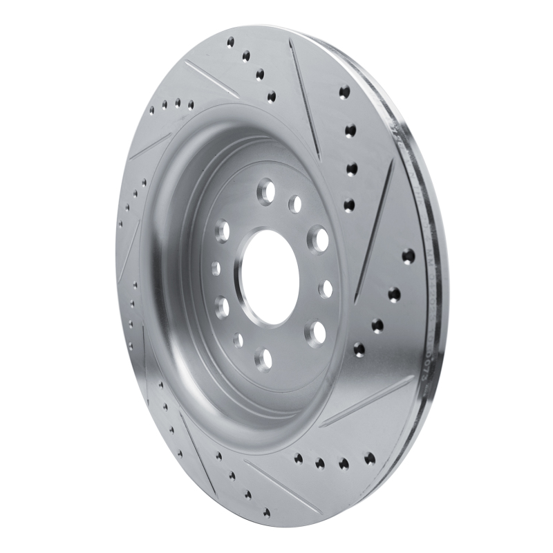 Jeep Grand Wagoneer L Brake Rotor (1) - Rear Left - R1 Concepts - Drilled & Slotted - Silver - `21-`25